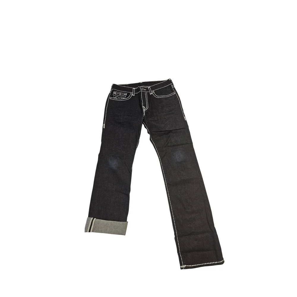True Religion Ricky Relaxed Straight Super T Dark Wash Jeans Mens 36 Italian Fab